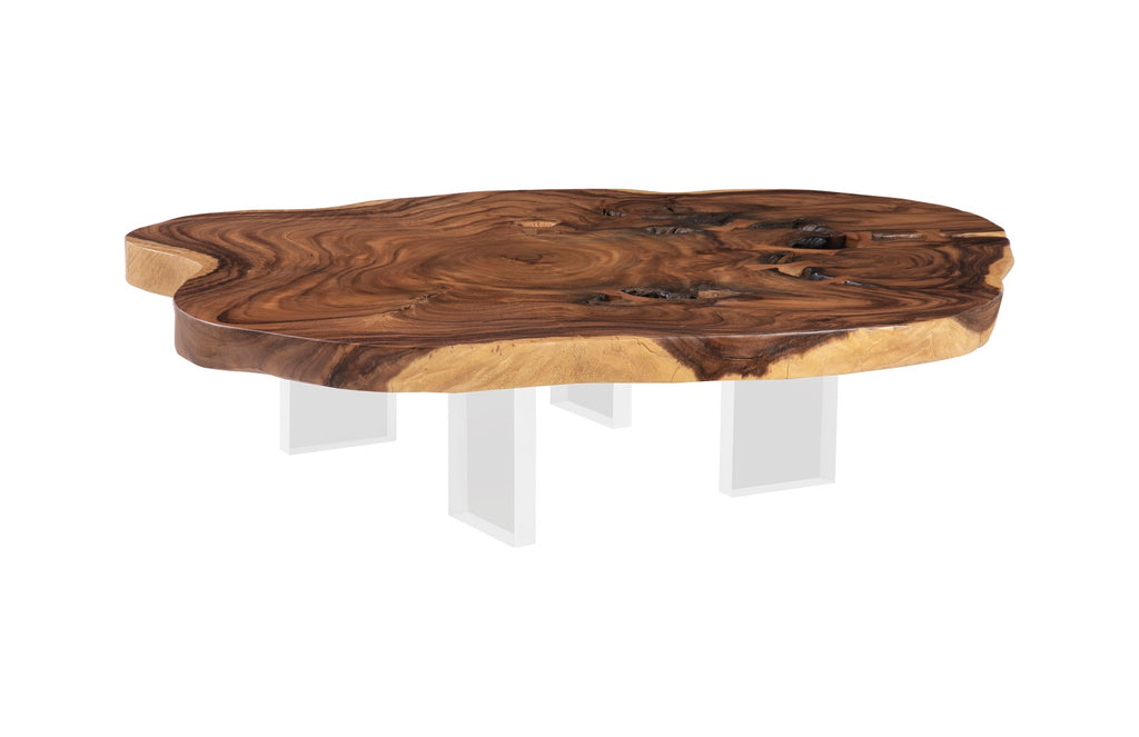 Floating Coffee Table With Acrylic Legs, Natural, Size Varies | Phillips Collection - TH103469