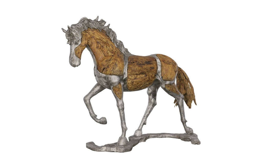 Mustang Horse Woodland Sculpture On Base, Walking | Phillips Collection - ID113405