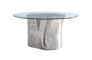 Log Dining Table, 60" Glass Top, Silver Leaf | Phillips Collection - PH57270