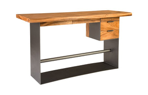 Iron Frame Standing Desk With Drawers, Natural, Bar Height | Phillips Collection - TH82453