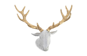 Stag Deer Head, White, Gold Leaf | Phillips Collection - PH67604