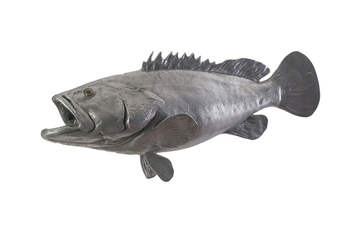 Estuary Cod Fish Wall Sculpture, Resin, Polished Aluminum Finish | Phi