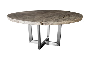 Chuleta Round Dining Table On Stainless Steel Base, Gray Stone | Phillips Collection - TH86250
