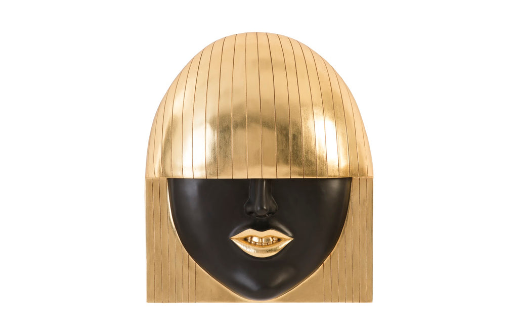 Fashion Faces Wall Art, Large, Smile, Black And Gold Leaf | Phillips Collection - PH94746