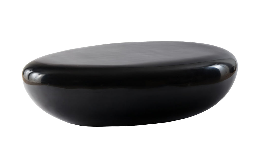 River Stone Coffee Table, Gel Coat Black, Large | Phillips Collection - PH67486