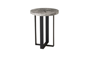 Chuleta Bar Table On Black Metal Base, Chamcha Wood, Gray Stone | Phillips Collection - TH97701