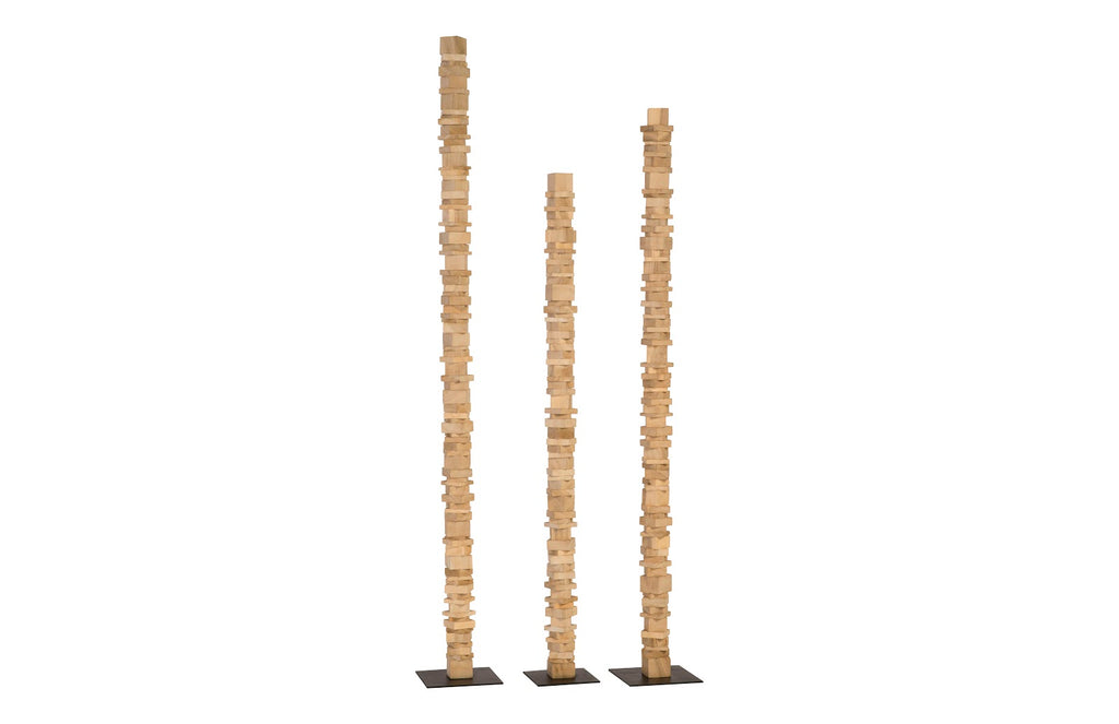 Stacked Wood Floor Sculptures, Bleached, Set Of 3 | Phillips Collection - TH89174