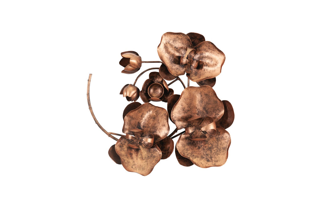 Orchid Sprig Wall Art, Small, Metal, Copper/Black | Phillips Collection - TH100866
