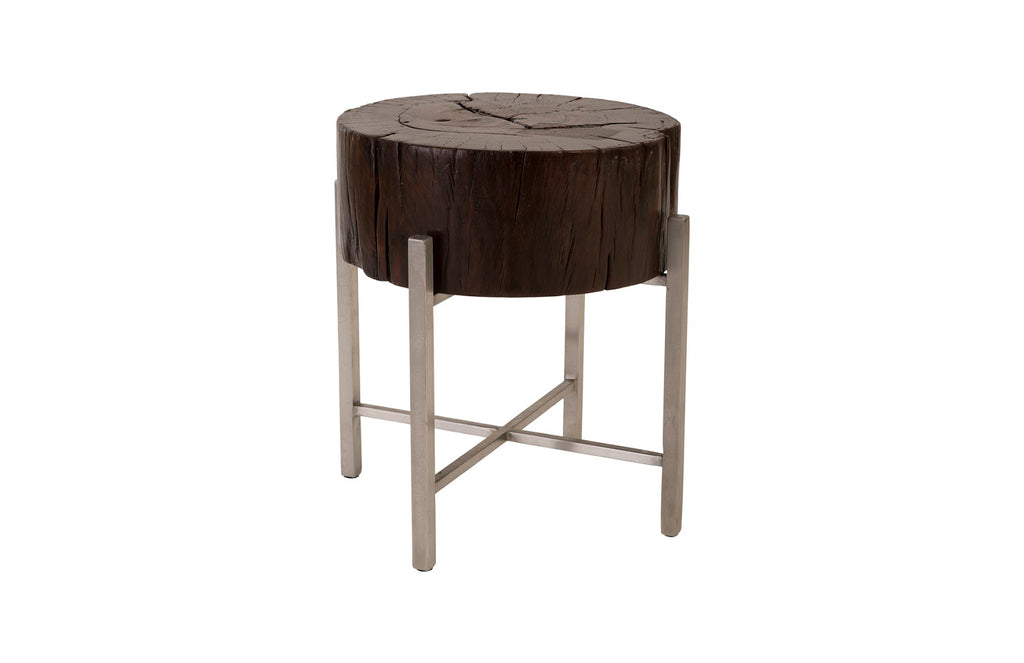 Nestled Cross Cut Side Table , Stainless Steel X Cross Leg | Phillips Collection - TH89140