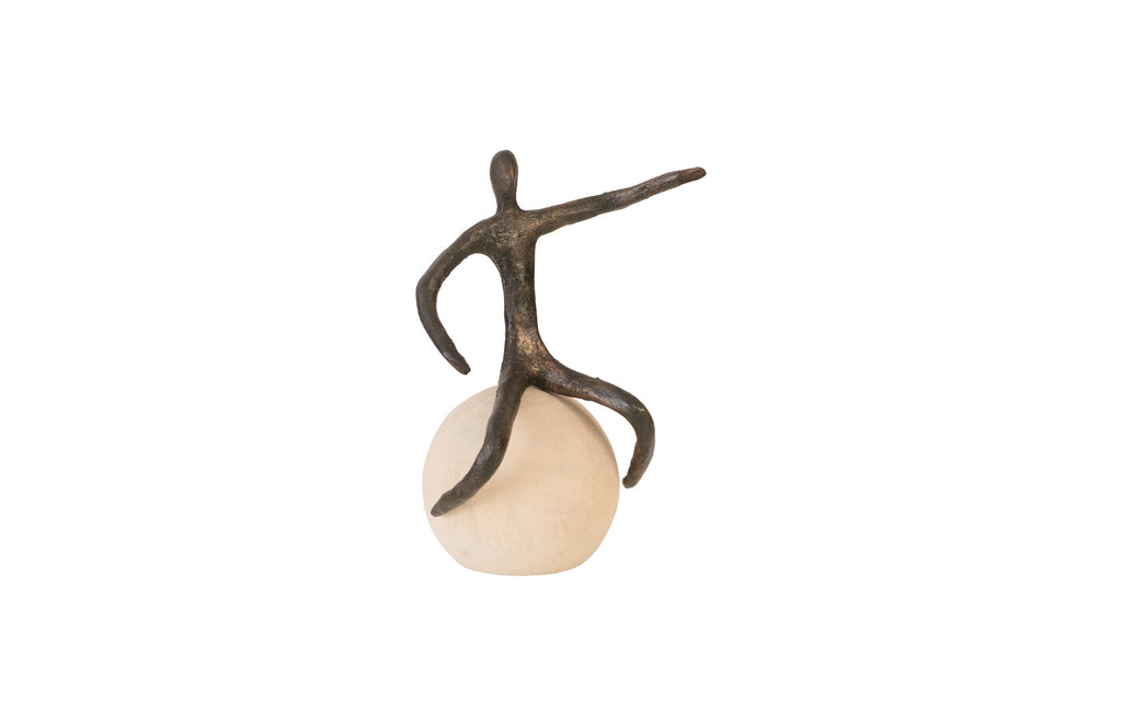 Abstract Figure On Bleached Wood Base, Bronze Finish, Extended Straight Arm | Phillips Collection - TH96037