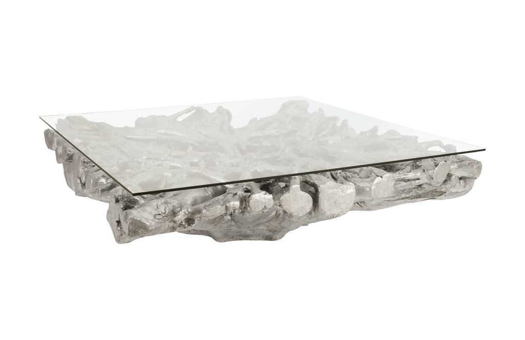 Square Root Cast Coffee Table, With Glass | Phillips Collection - PH64211