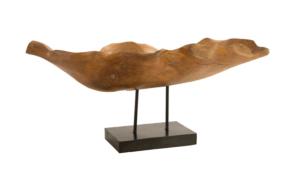 Carved Leaf Sculpture On Stand, Mahogany | Phillips Collection - ID83700