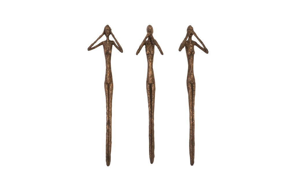 See, Speak, Hear No Evil Wall Art, Resin, Bronze, Set Of 3 | Phillips Collection - PH96052