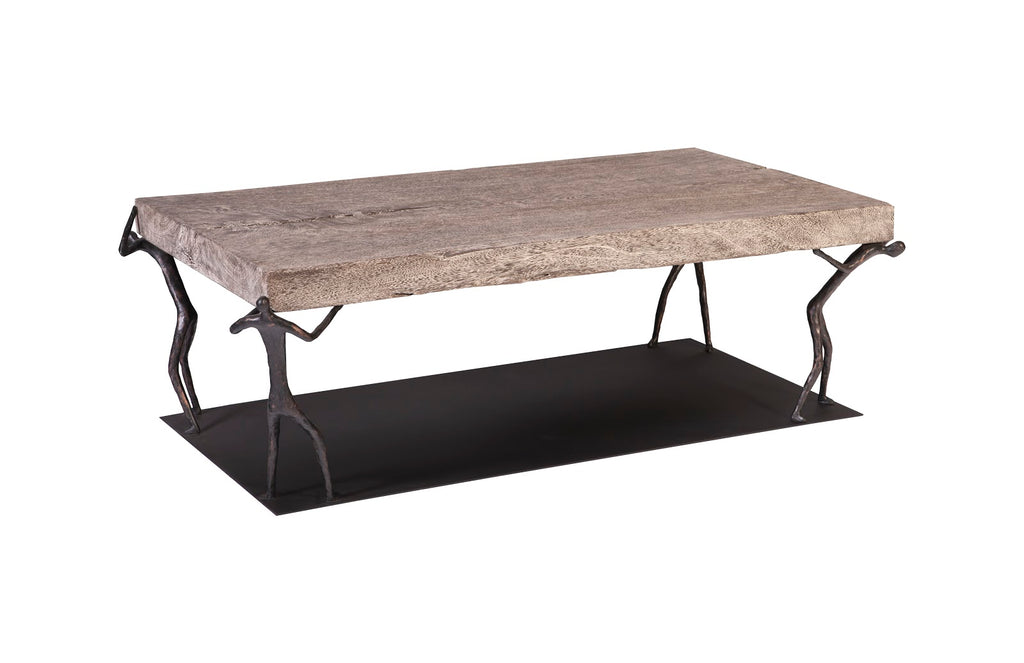 Atlas Coffee Table, Chamcha Wood, Gray Stone Finish, Metal | Phillips Collection - TH100838