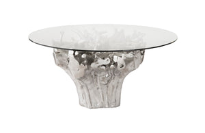 Cast Root Small Silver Dining Table Base, With Glass | Phillips Collection - PH104330