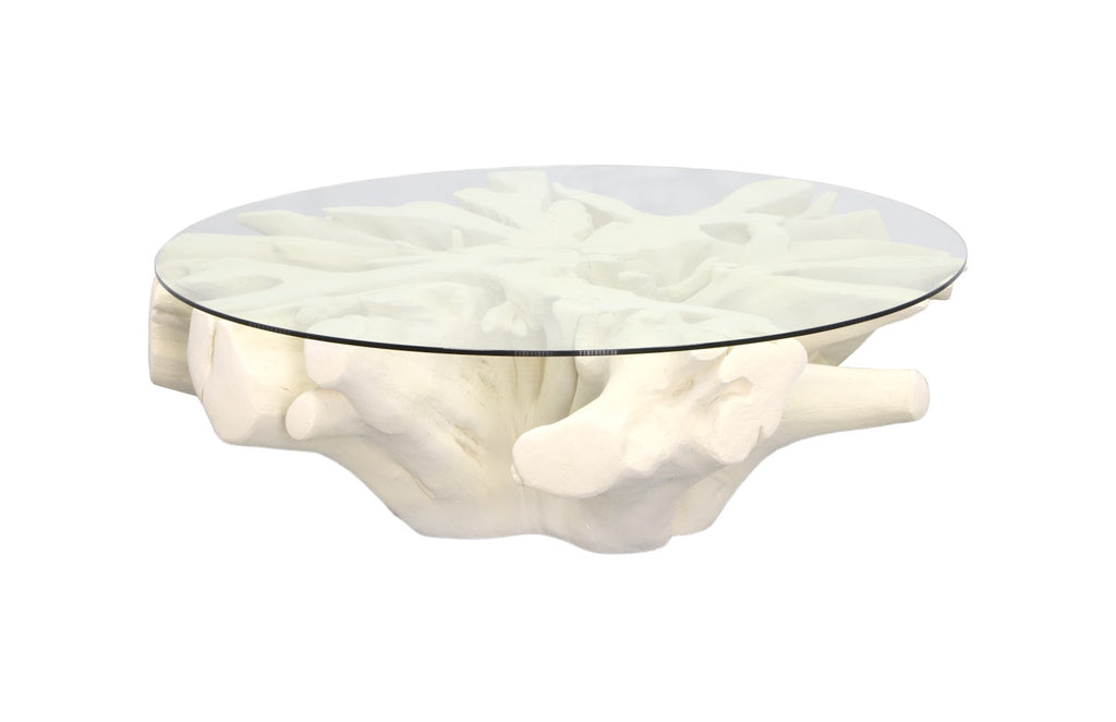 Sono Cast Root Coffee Table, With Glass, Roman Stone | Phillips Collection - PH83595