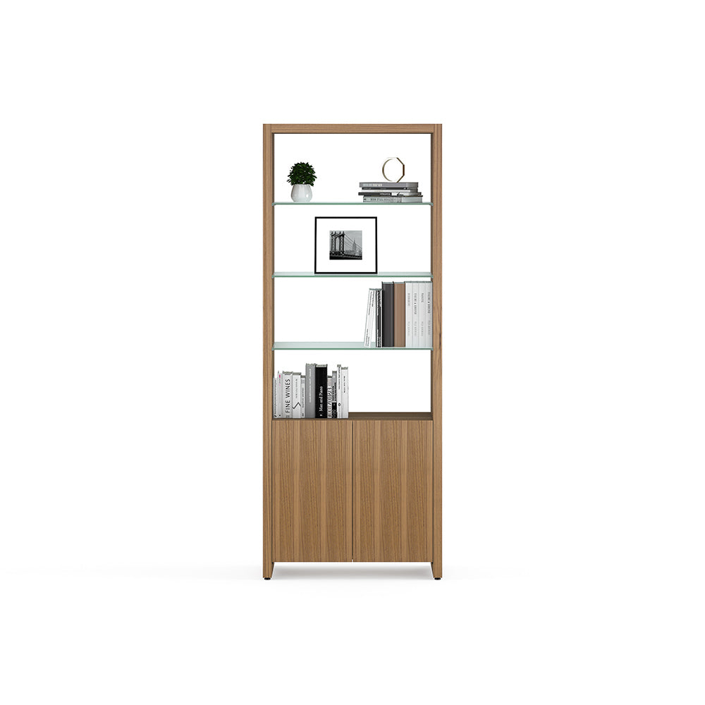 Linea Double Glass Modern Shelf Extension | BDI Furniture