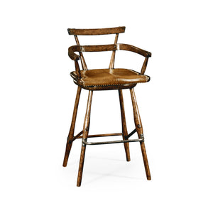Casual Accents Tudor Oak Studded Leather Counter Stool | Jonathan Charles Furniture - 494315-AC-TDO