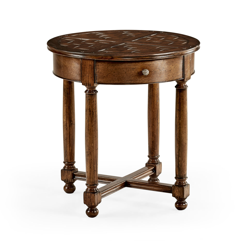 Round Parquet Topped Side Table | Jonathan Charles - 492021-WAL
