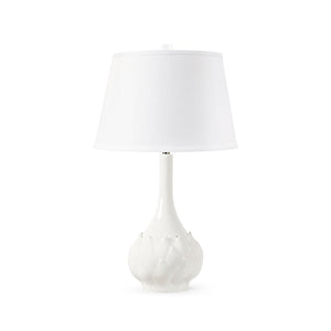 Lotus Lamp with Shade 16-inch White Linen, with Nickel | Villa & House - LOT-800
