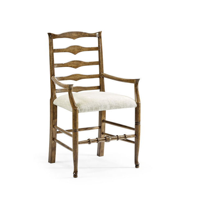 Casual Accents Medium Driftwood Triangular Ladderback Arm Chair | Jonathan Charles - 492300-AC-DTM-F400