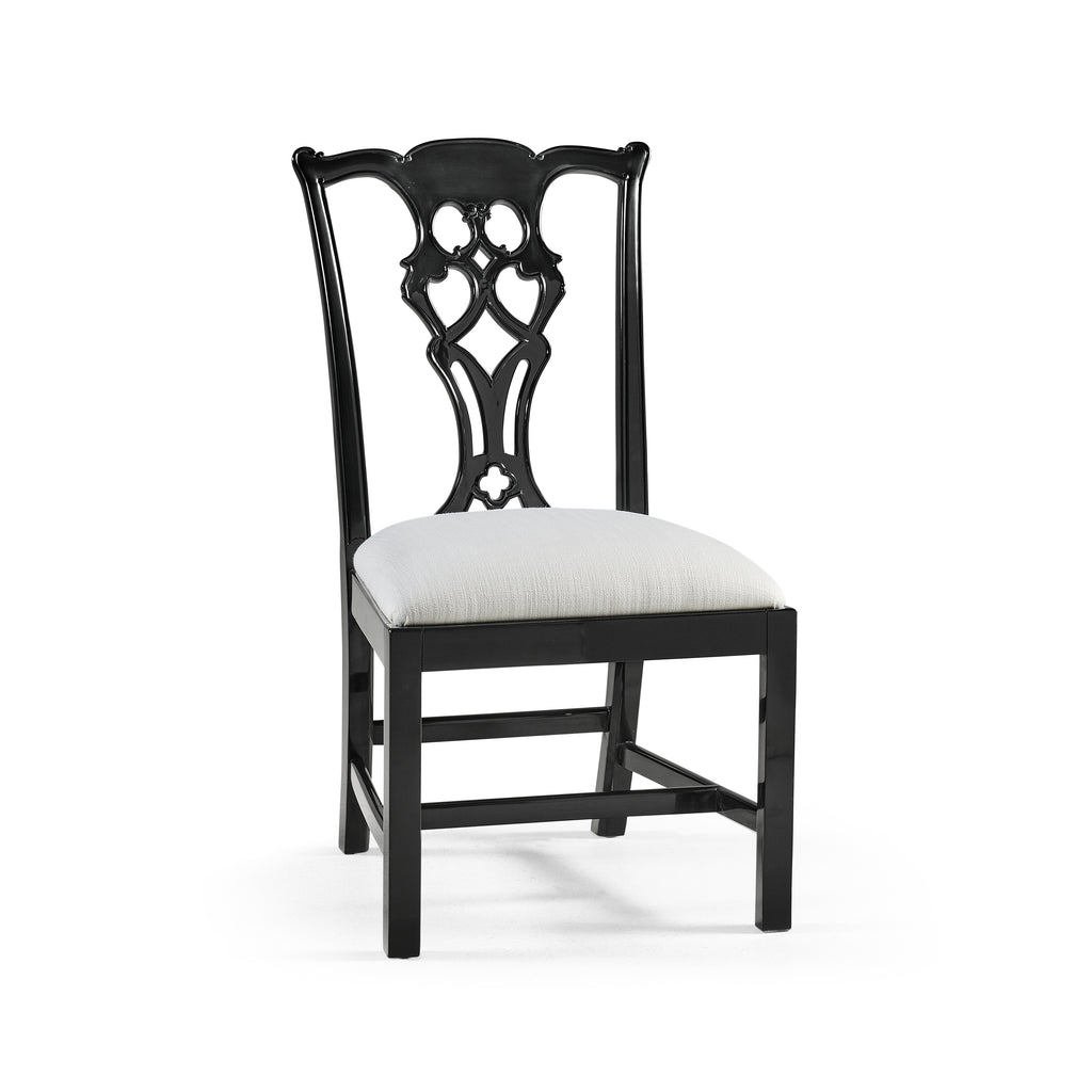 Reimagined Spark Chippendale Black Side Chair | Jonathan Charles - 493330-SC-BLA-F053