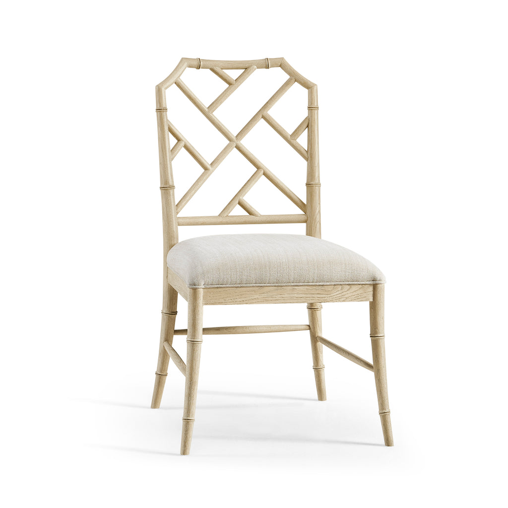 Timeless Saros Chippendale Bamboo Side Chair In Stripped Oak | Jonathan Charles - 003-2-121-STO