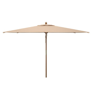 Aklin 6.5Ft X 10Ft Rectangle Wooden Pulley Market Umbrella (No Tilt) | Safavieh - PAT8309