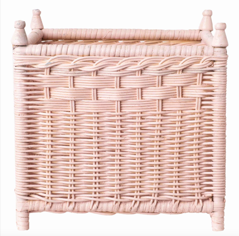 Wicker Box Planters Pale Pink | Enchanted Home - GLA098