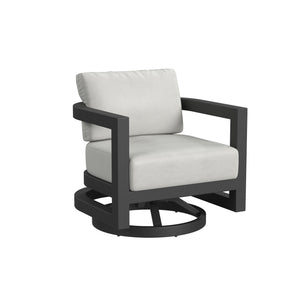 Malibu Swivel Chair in Cast Silver, No Welt - Black Finish | Sunset West - SW7101-21S-SLV-STKIT