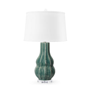 Quinn Lamp with Shade 17-inch White Linen, with Nickel | Villa & House - QNN-800