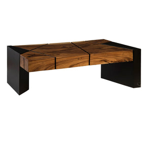 Criss Cross Coffee Table On Black Iron Legs, Chamcha Wood | Phillips Collection - TH84117