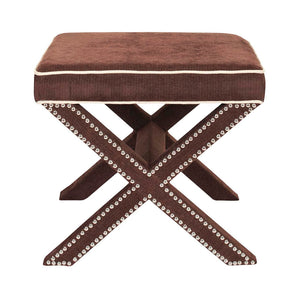 Safavieh Palmer Ottoman - Silver Nail Heads - Chocolate Brown