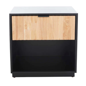 Safavieh Grayden 1 Drawer Nightstand  - Black Body / Natural Front Drawer