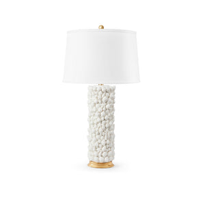 Sanibel Lamp with Shade 17-inch White Linen, with Gold - Blanc de Chine| Villa & House - SBL-800-422-109-WS