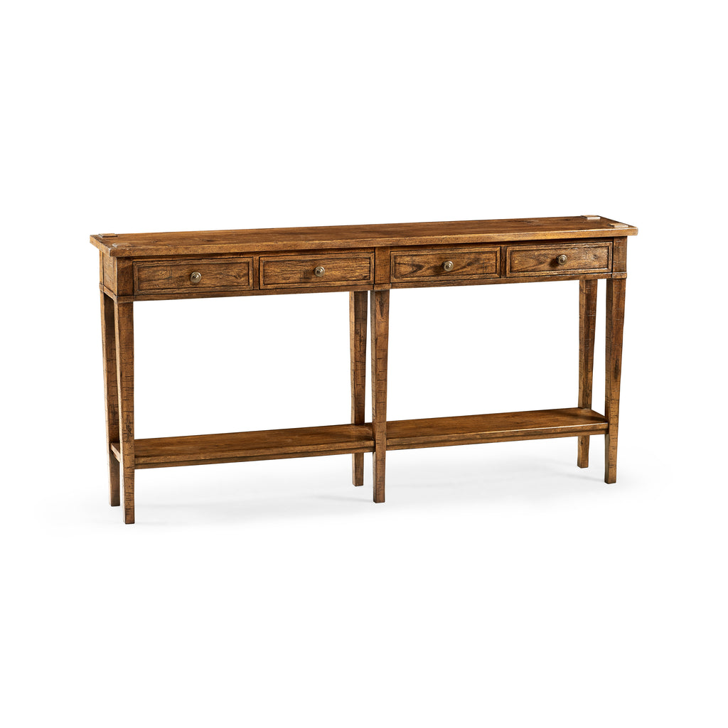 Casual Accents Country Walnut 4 Drawer Console Table | Jonathan Charles - 491083-CFW