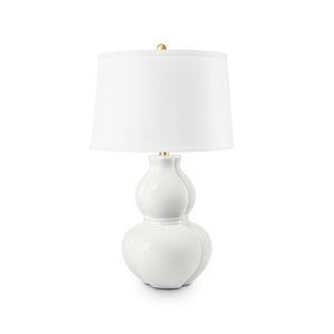 Sandar Lamp with Shade 17-inch White Linen, with Gold - Coconut | Villa & House - SNR-800-109-WS