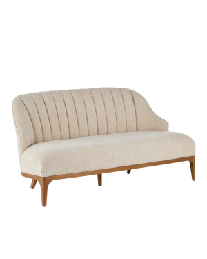 Currey & Co Inga Settee, Crhom Nona Oatmeal | 7000-0772