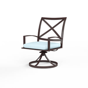 La Jolla Swivel Dining Chair - Sunbrella Fabric w/ Welt - Espresso Finish - SW401-11