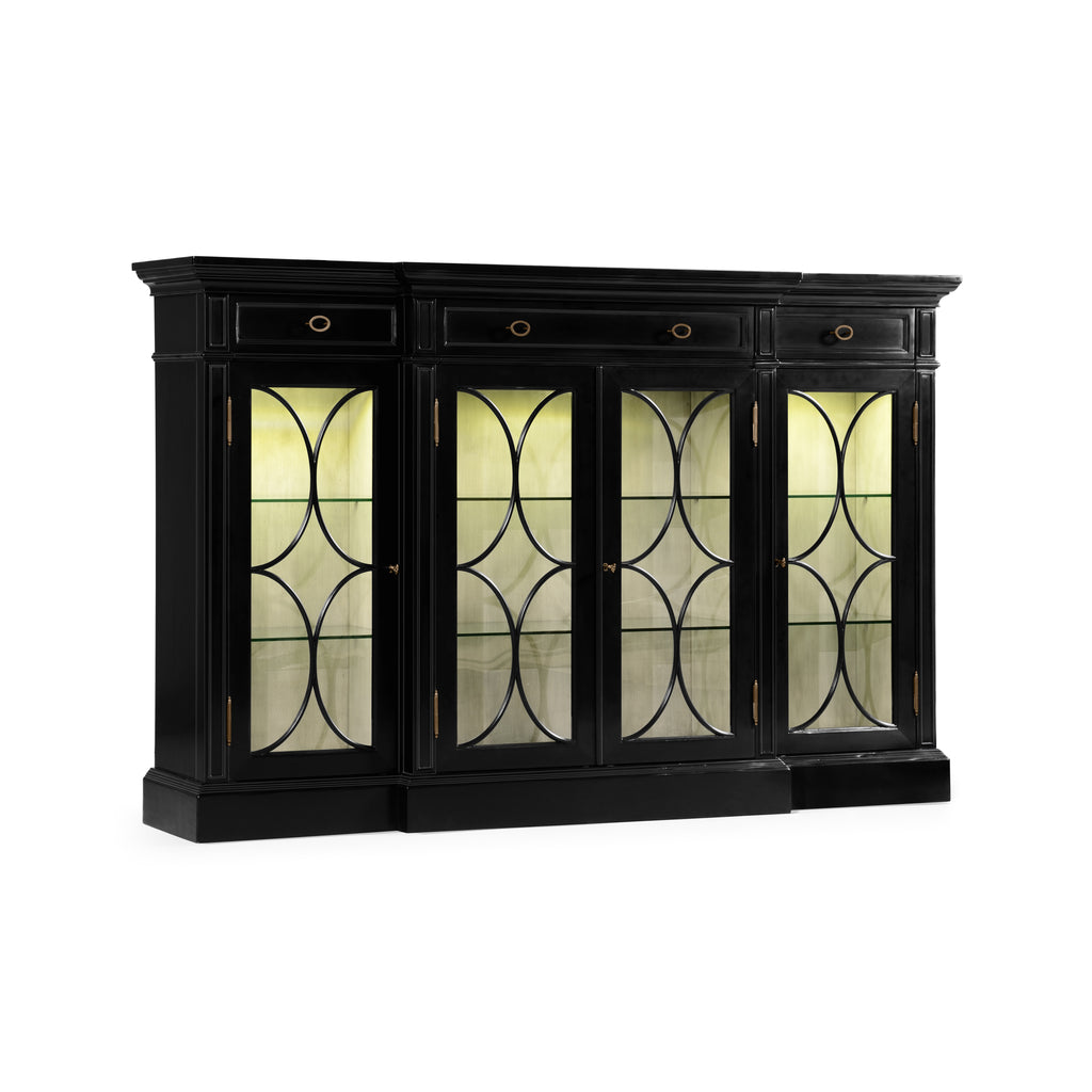 Breakfront Black Display Cabinet | Jonathan Charles - 495144-BLA