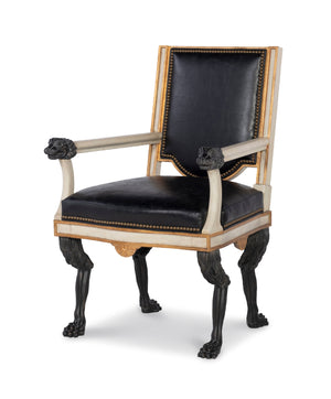 Robert Arm Chair - Black Leather | Century Furniture - TS-CCA-3154-6-V1