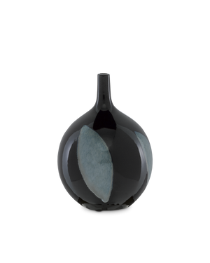 Let Us Twist the Glass Round Black Vase | Currey & Co - 1200-0408