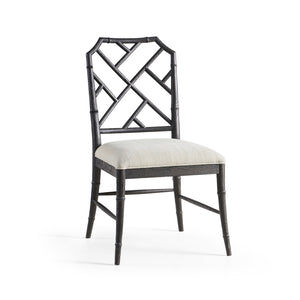 Timeless Saros Chippendale Bamboo Side Chair In Ebonized Black | Jonathan Charles Furniture - 003-2-121-EBO