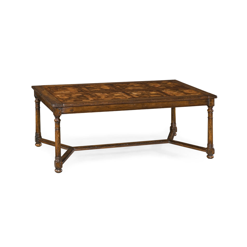 Casual Accents Walnut Parquet Oyster Cocktail Table | Jonathan Charles - 493413-COS