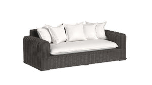 Cabo Loveseat in Soothe Pearl w/ Flange Welt - Dark Wood Finish | Sunset West - SW8001-22-PRL-STKIT