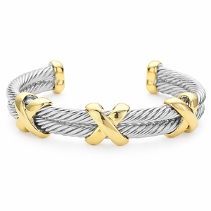 Braided Silver & Gold X Cuff