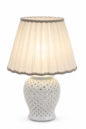 Ivory Pierced Diamond Porcelain Rechargeable Lamp (2 Sizes)
