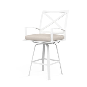 Bristol Swivel Barstool in Canvas Flax w/ Self Welt - White | Sunset West - SW501-7B-FLAX-STKIT