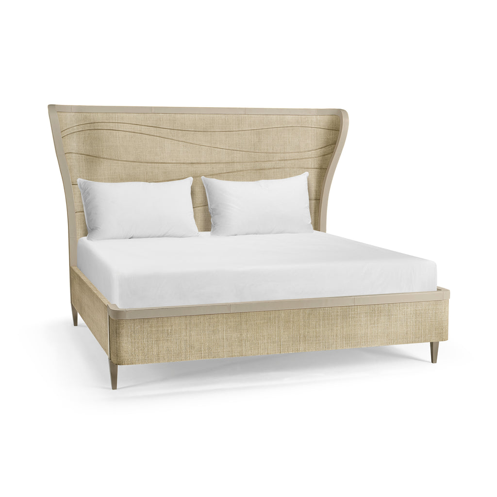 Water Seiche Woven Wing Wave King Bed | Jonathan Charles - 001-1-130-GRC