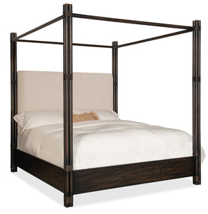 Retreat Pole Rattan Cal King Upholstered Poster Bed w/Canopy | Hooker - 6950-90460-99